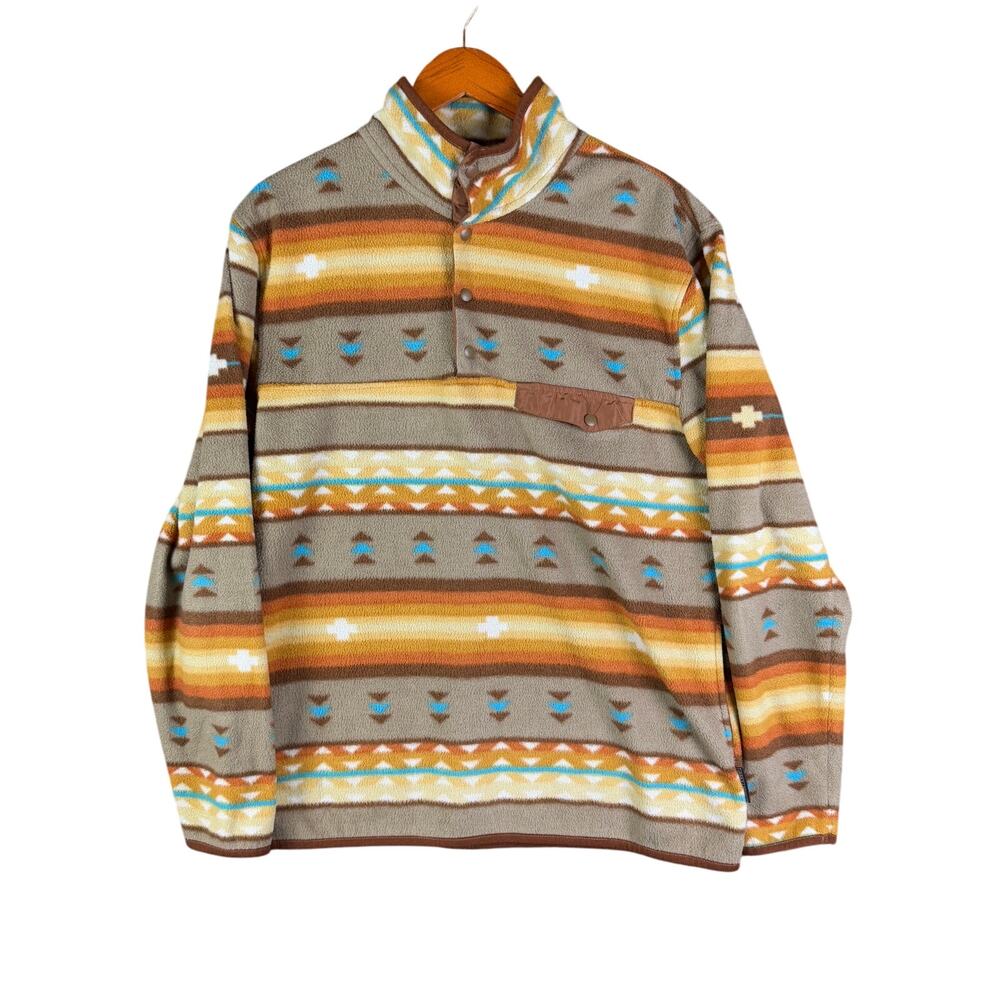 Cabin‎ Fever Ramatex Southwestern Aztec Snap Pullover Fleece Sweater VTG Medium